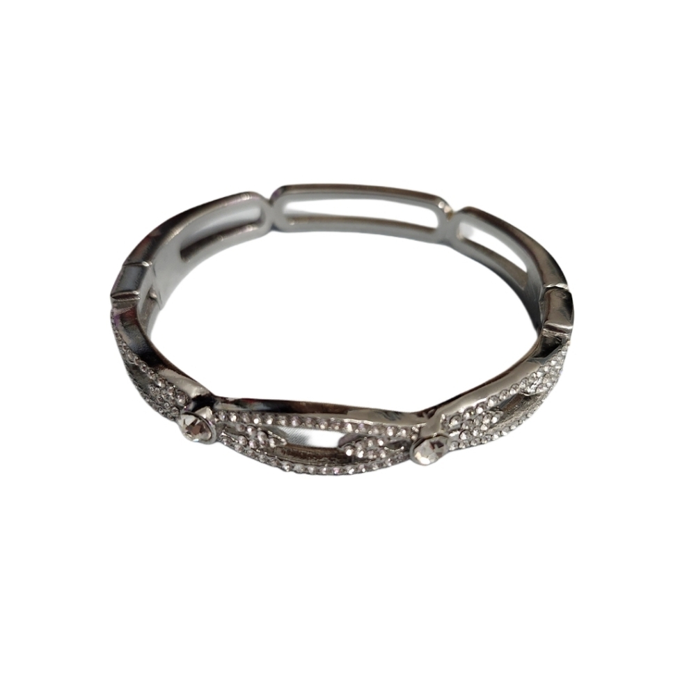 New  Macy's  Bangle Diamond Bracelet  Silver-tone